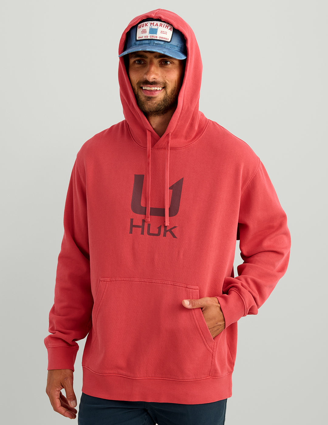 Huk Huk Barb U Cotton Fleece Hoodie - Mineral Red