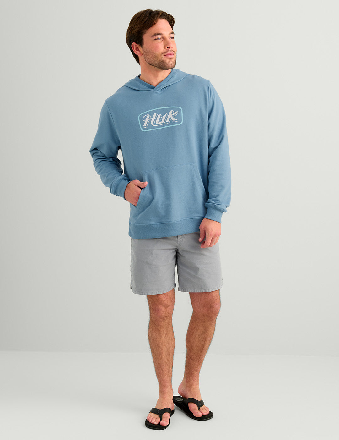 Huk Edisto Script Terry Hoodie - Blue Shadow