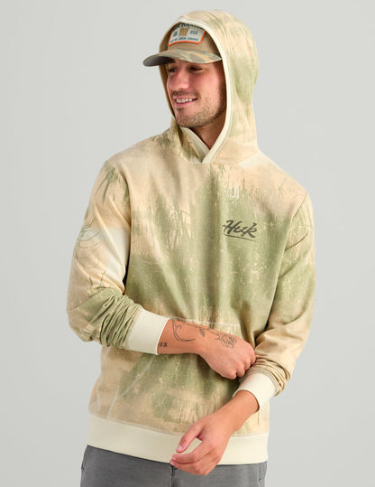 Huk Edisto Bass Patch Terry Hoodie - Silver Birch Marsh Camo