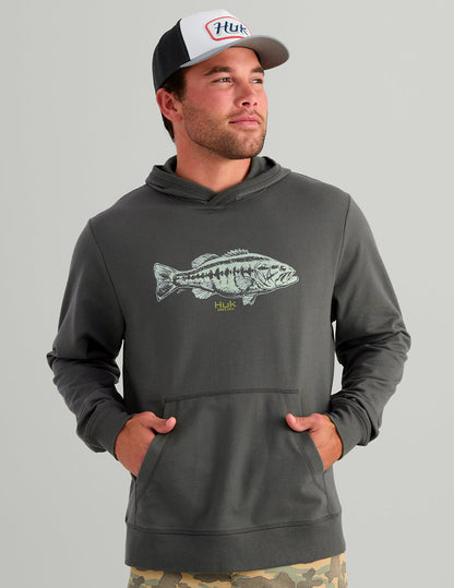 Huk Edisto KC Back to Basics Terry Hoodie - Dark Shadow