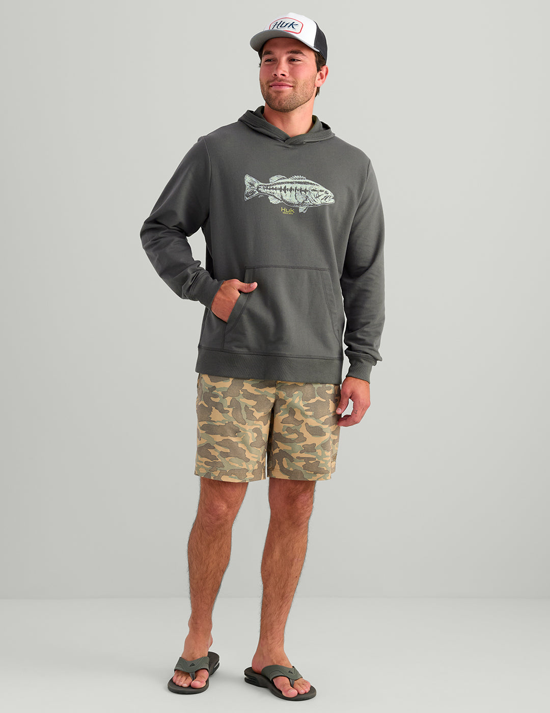 Huk Edisto KC Back to Basics Terry Hoodie - Dark Shadow