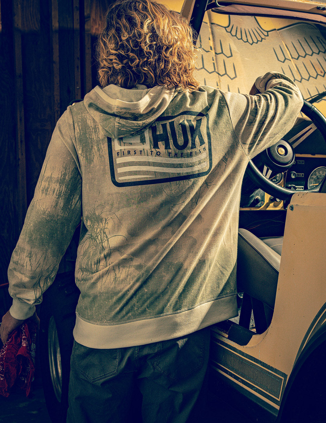 Huk Edisto Born Wave Terry Hoodie - Silver Birch Marsh Camo