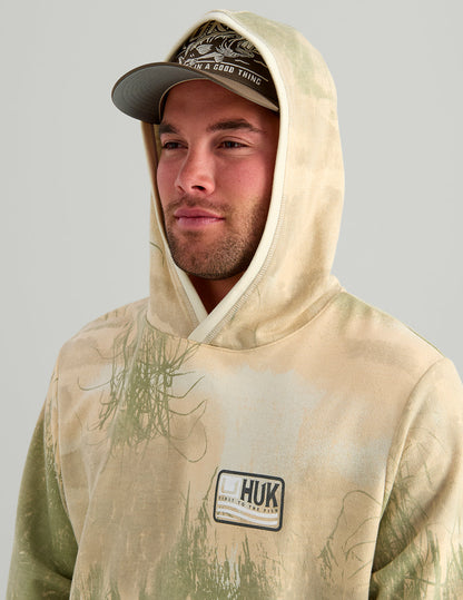 Huk Edisto Born Wave Terry Hoodie - Silver Birch Marsh Camo