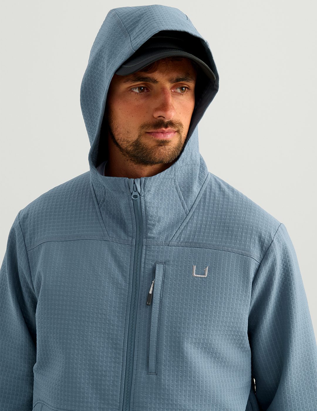 Huk Whitecap Full Zip Fleece Hoodie - Stormy Blue