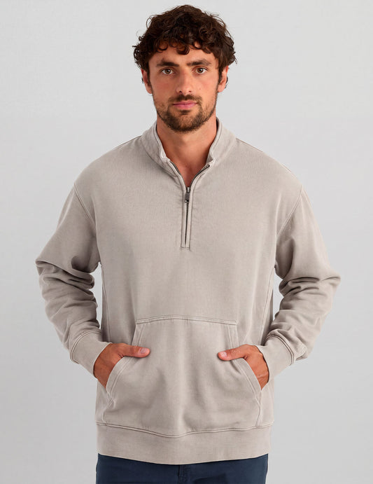 Huk Cotton Fleece 1/4 Zip - Egret