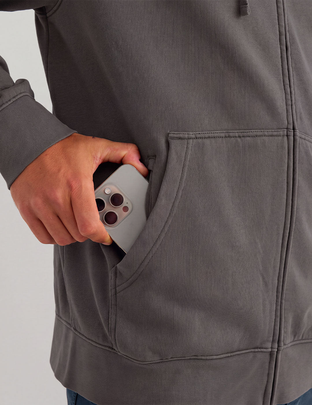Huk Cotton Fleece Full Zip Hoodie - Sharkskin