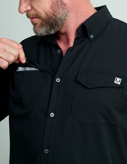 Huk Tide Point Short Sleeve Button-Down - Black