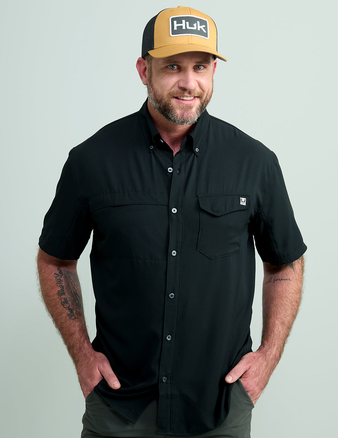 Huk Tide Point Short Sleeve Button-Down - Black