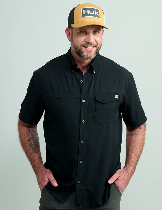 Huk Tide Point Short Sleeve Button-Down - Black