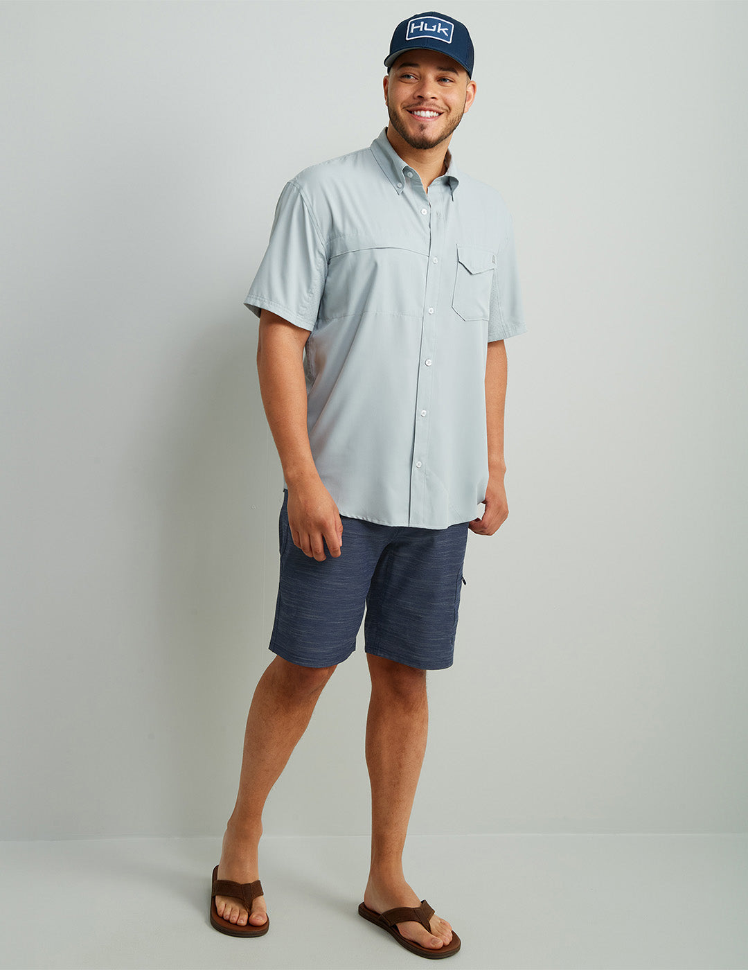 Huk Tide Point Short Sleeve Button-Down - Harbor Mist