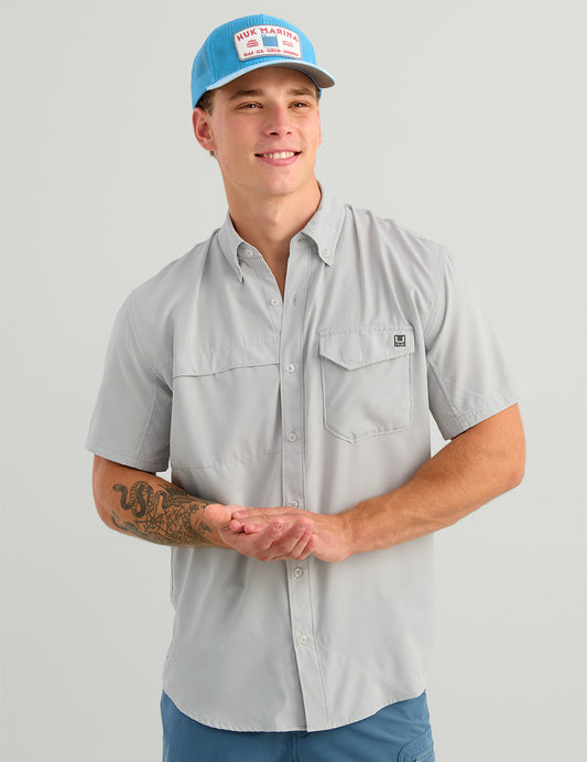 Huk Tide Point Short Sleeve Button-Down - Seagull