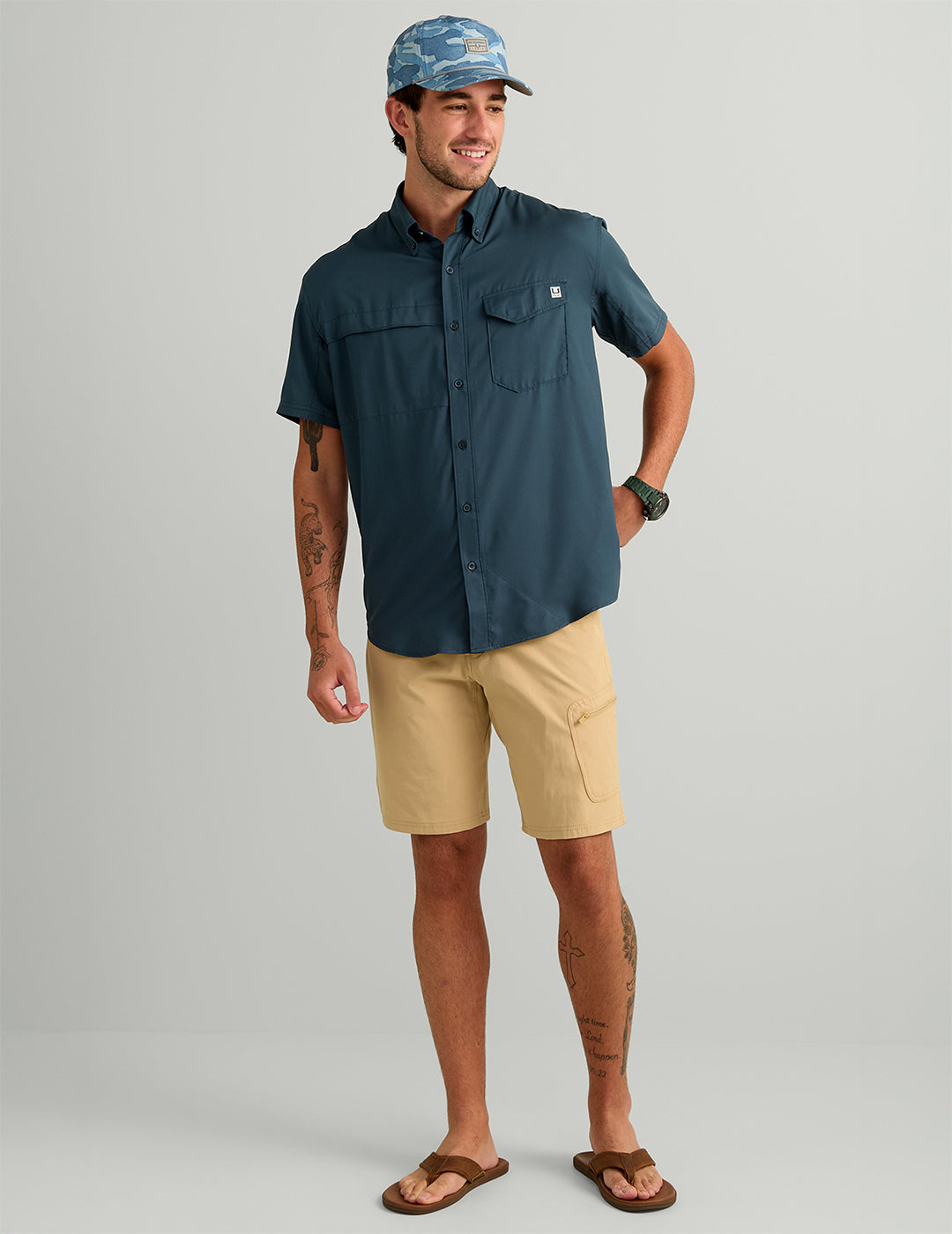 Huk Tide Point Short Sleeve Button-Down - Sea Storm