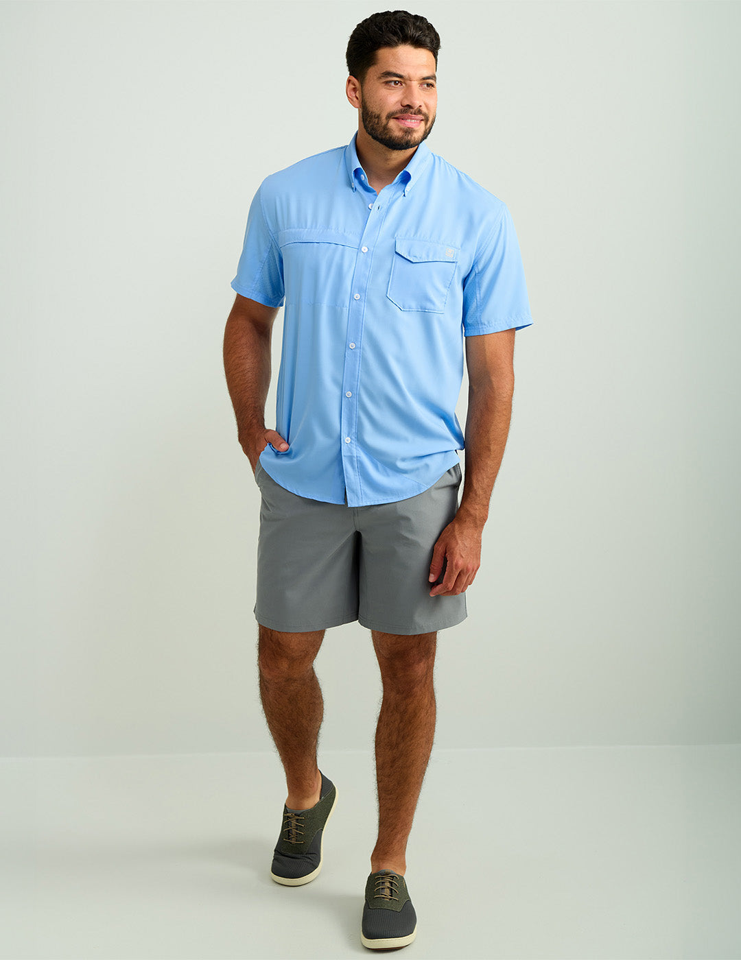 Huk Tide Point Short Sleeve Button-Down - Marolina Blue