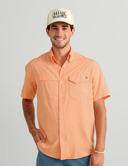 Huk Tide Point Short Sleeve Button-Down - Coral Reef