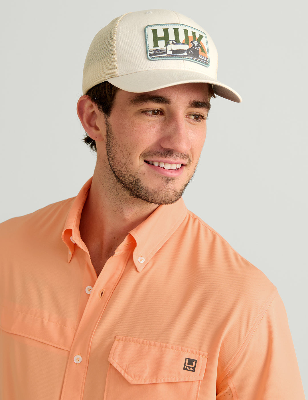 Huk Tide Point Short Sleeve Button-Down - Coral Reef