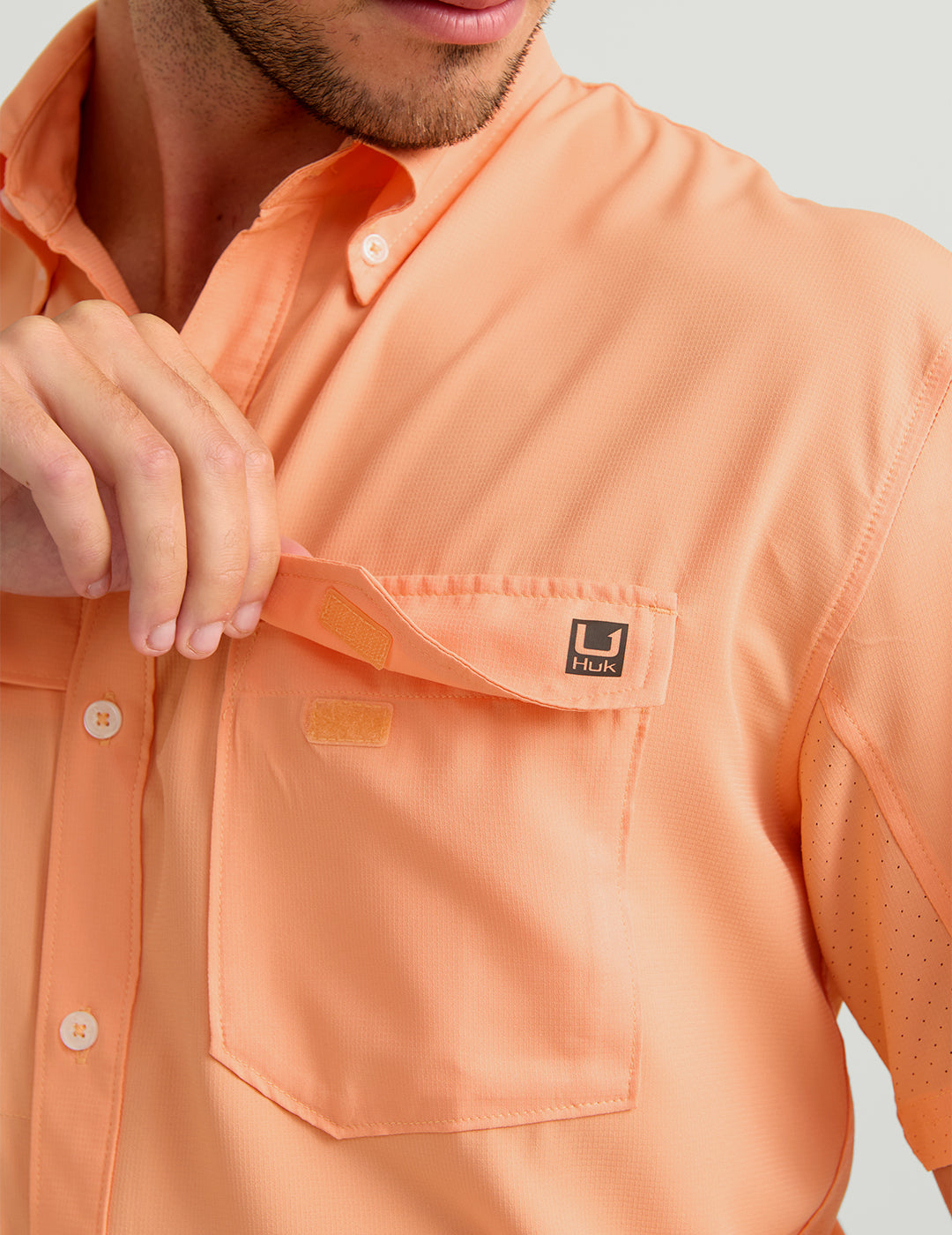 Huk Tide Point Short Sleeve Button-Down - Coral Reef