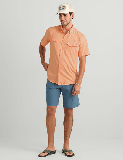 Huk Tide Point Short Sleeve Button-Down - Coral Reef