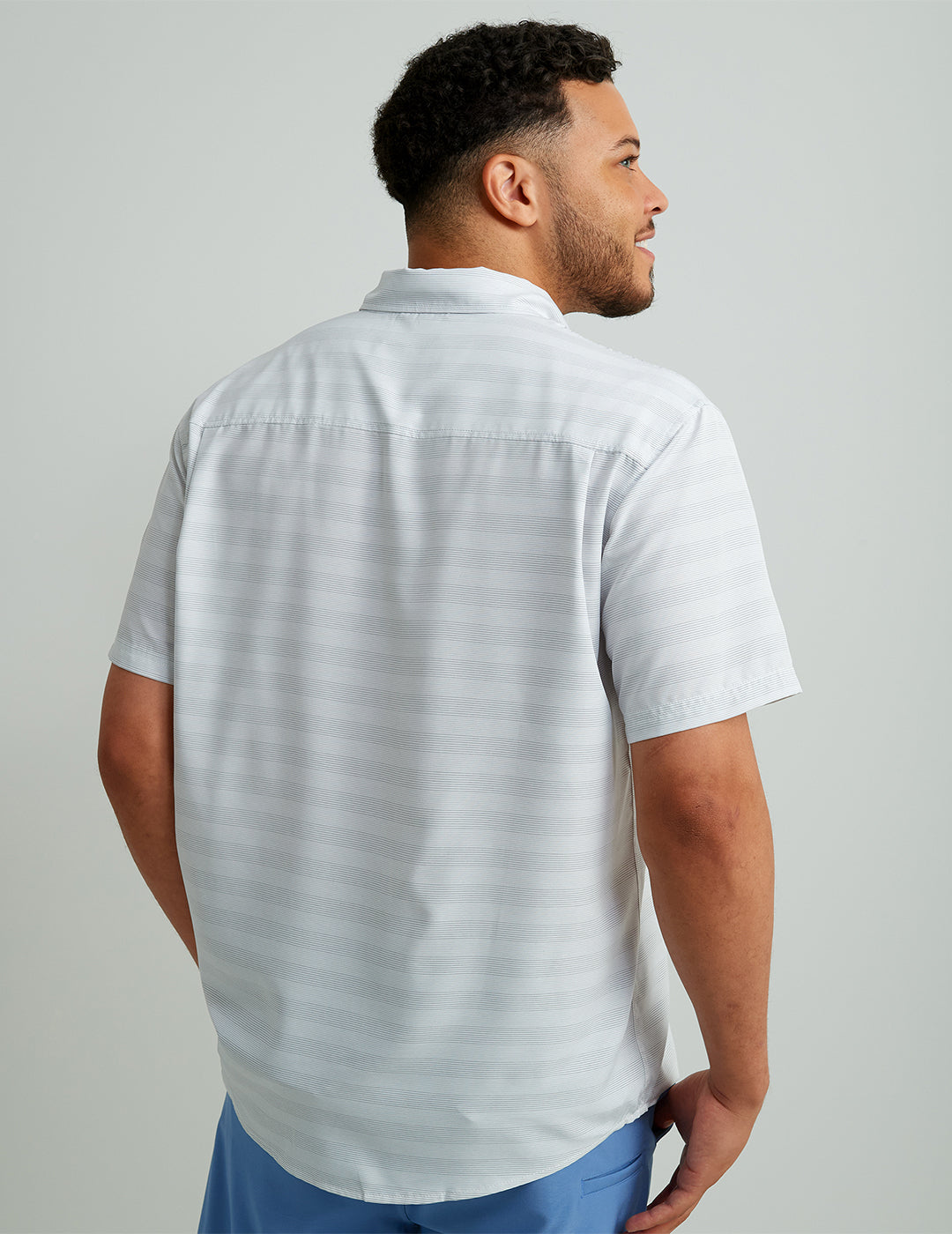 Huk Kona Button-Down - Cross Dye Stripe White