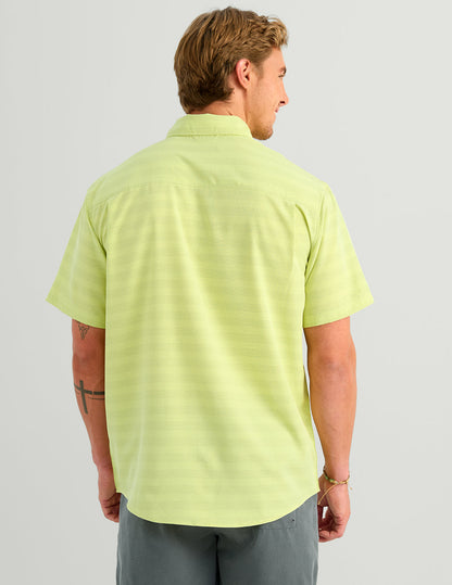 Huk Kona Button-Down - Cross Dye Stripe Vintage Chartreuse