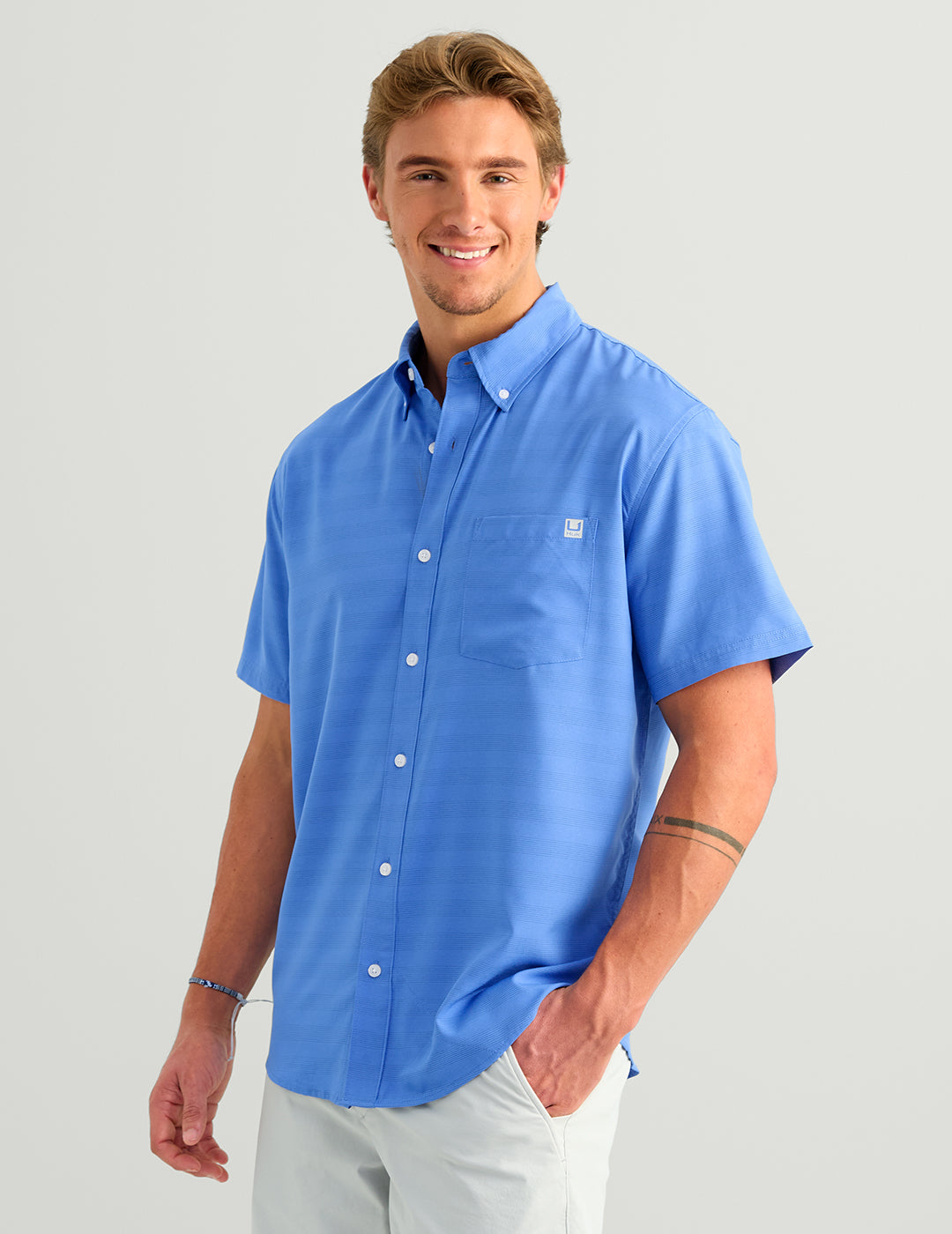 Huk Kona Button-Down - Cross Dye Stripe Regatta