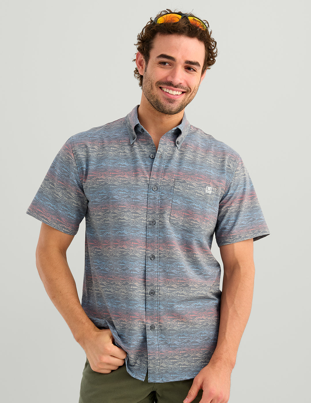 Huk KC Kona Button-Down - Anchor Rainbow Bass