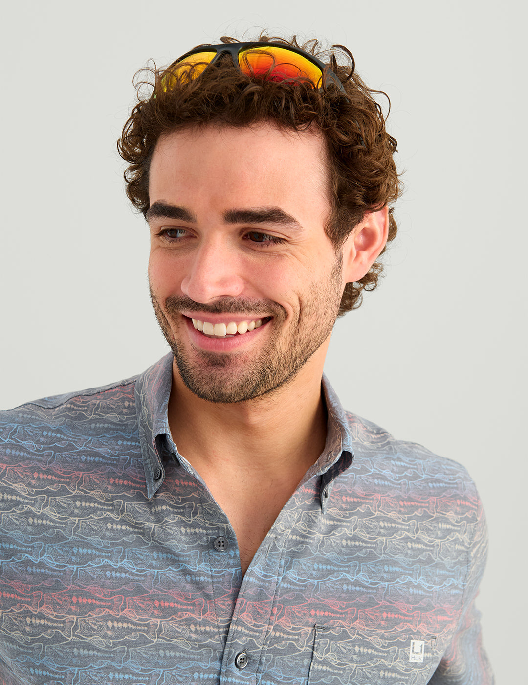 Huk KC Kona Button-Down - Anchor Rainbow Bass