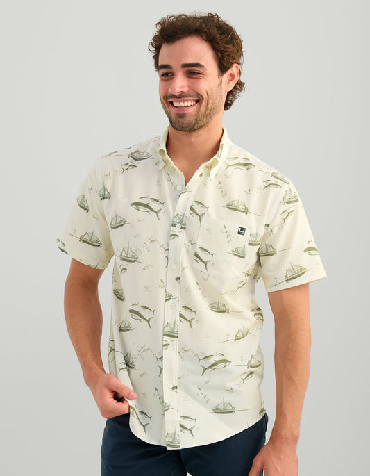 Huk KC Kona Button-Down - Egret Gulf Coast