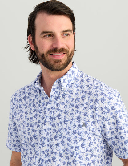 Huk KC Kona Button-Down - White Mini Marlin