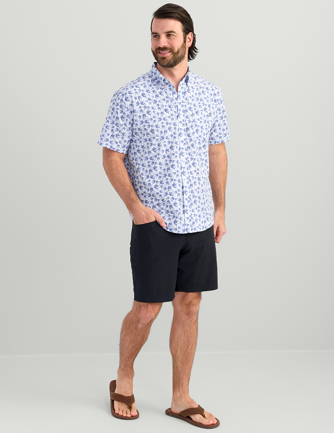 Huk KC Kona Button-Down - White Mini Marlin