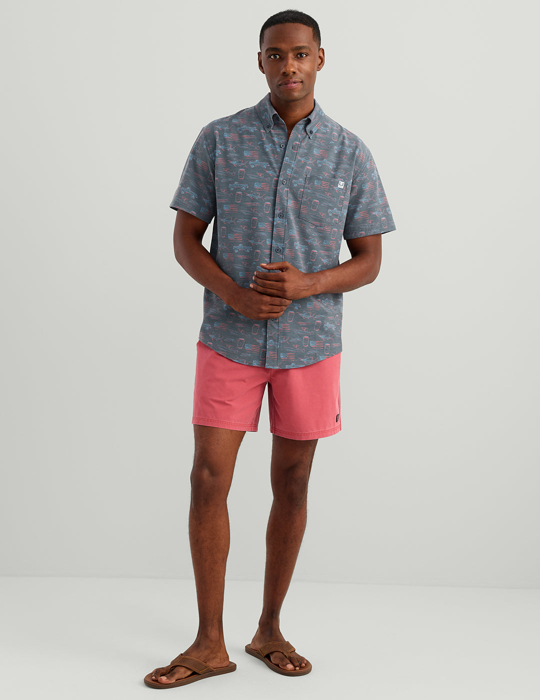 Huk KC Kona Button-Down - Sea Storm Americana