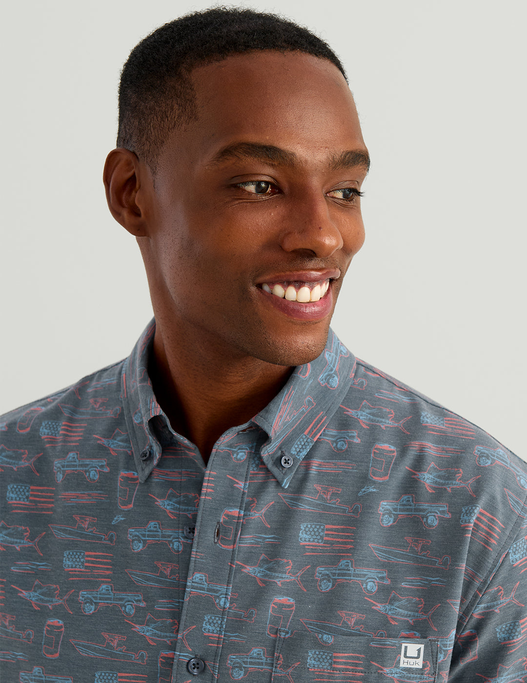 Huk KC Kona Button-Down - Sea Storm Americana