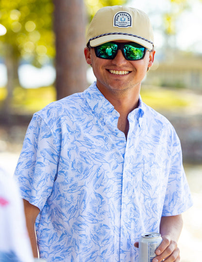 Huk KC Kona Button-Down - Regatta Fish Chaos