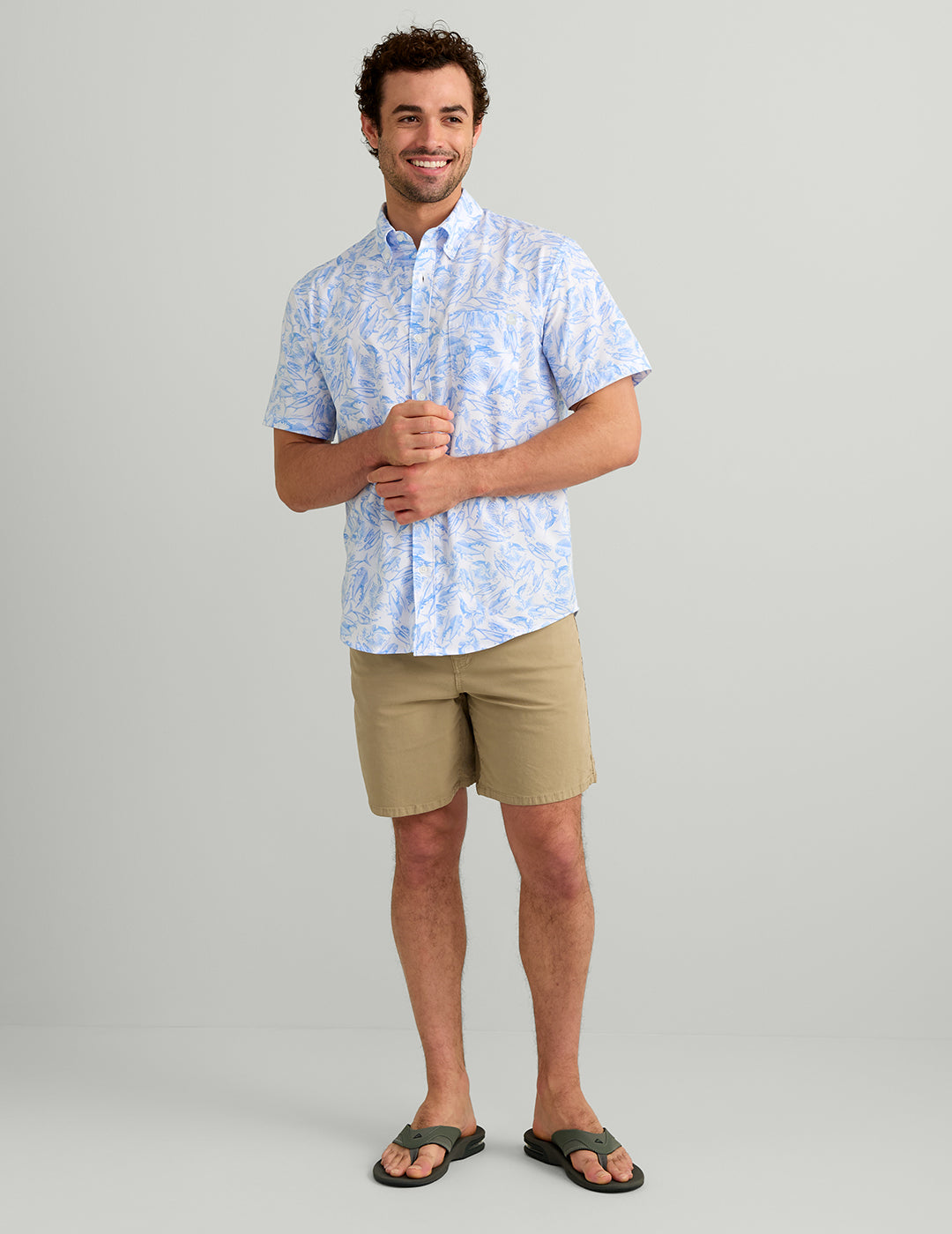 Huk KC Kona Button-Down - Regatta Fish Chaos