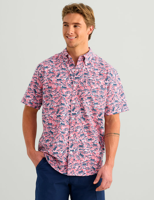 Huk Kona Americana KC Button-Down - True Red Fish Chaos