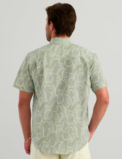 Huk Kona Button-Down - Silver Blue Marlin