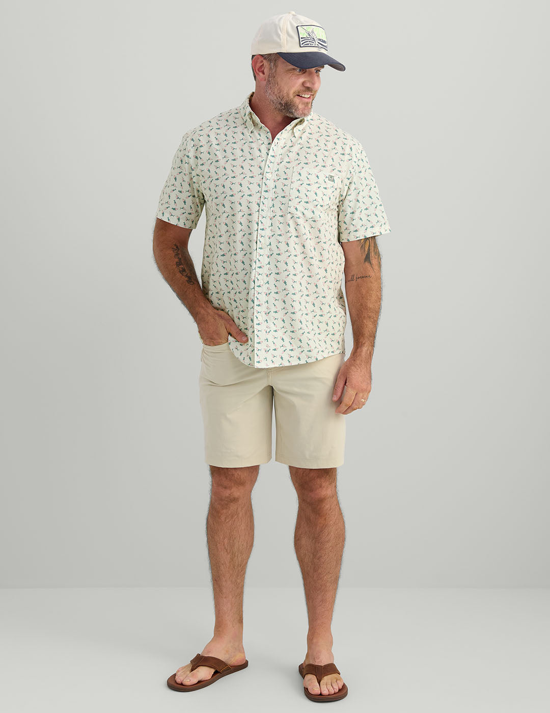 Huk Kona Button-Down - Egret American Fish