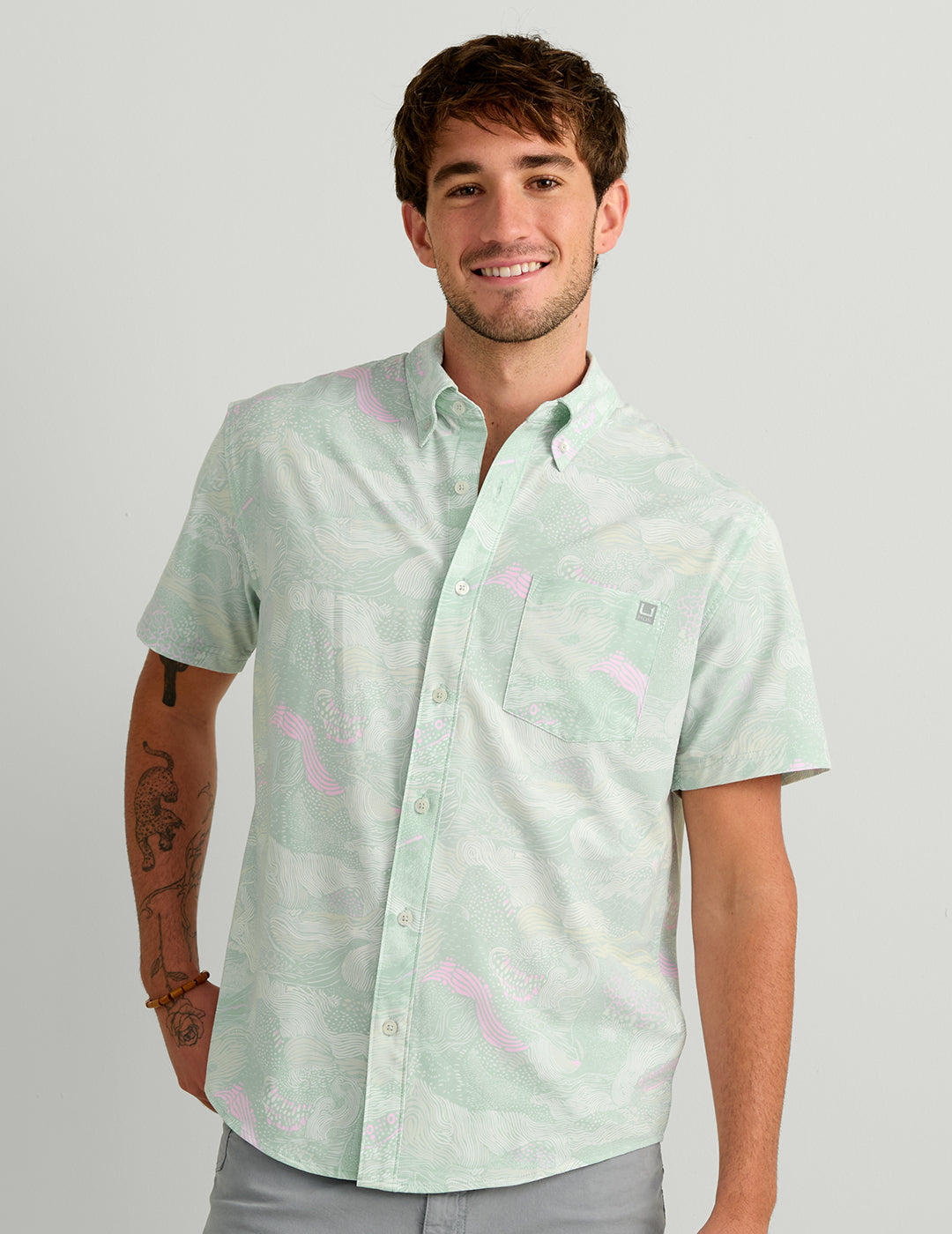Huk Kona Button-Down - Heron Blue Coast