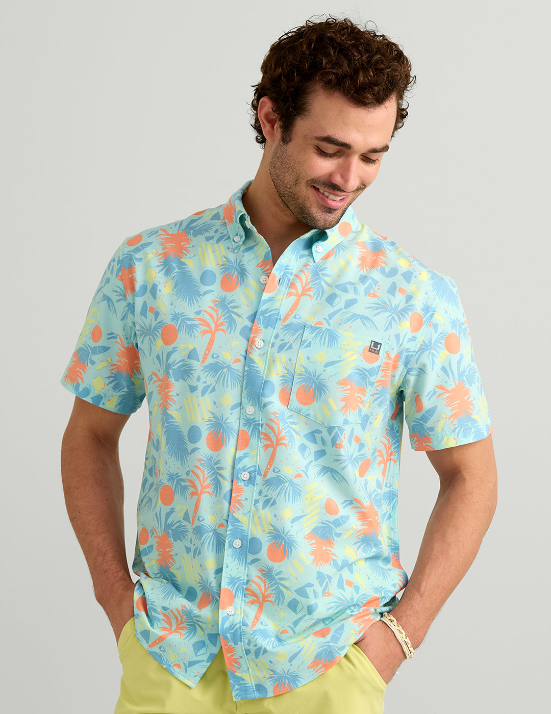 Huk Kona Button-Down - Caicos Palm Craze