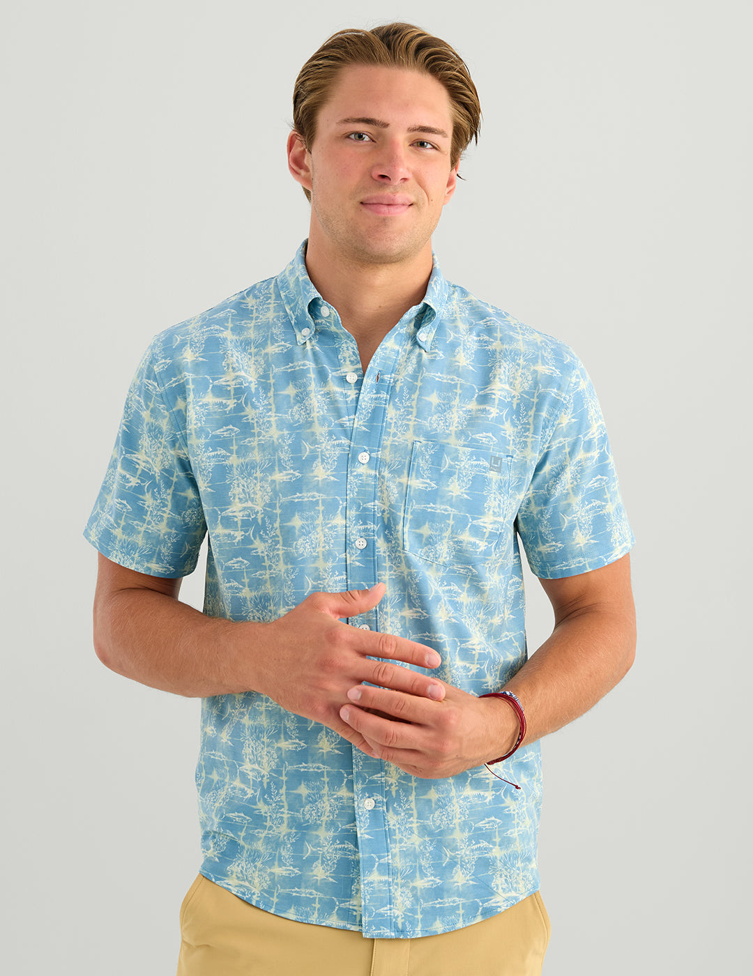 Huk Kona Button-Down - Blue Shadow Fish Dye