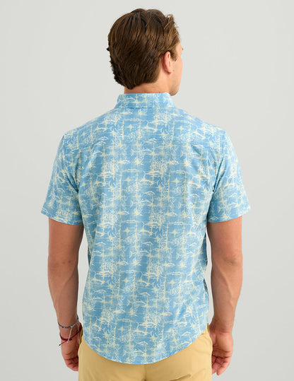 Huk Kona Button-Down - Blue Shadow Fish Dye