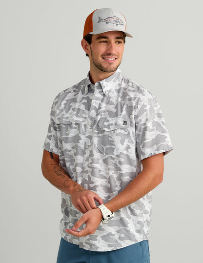 Huk Tide Point Short Sleeve Button-Down - Seagull Camo