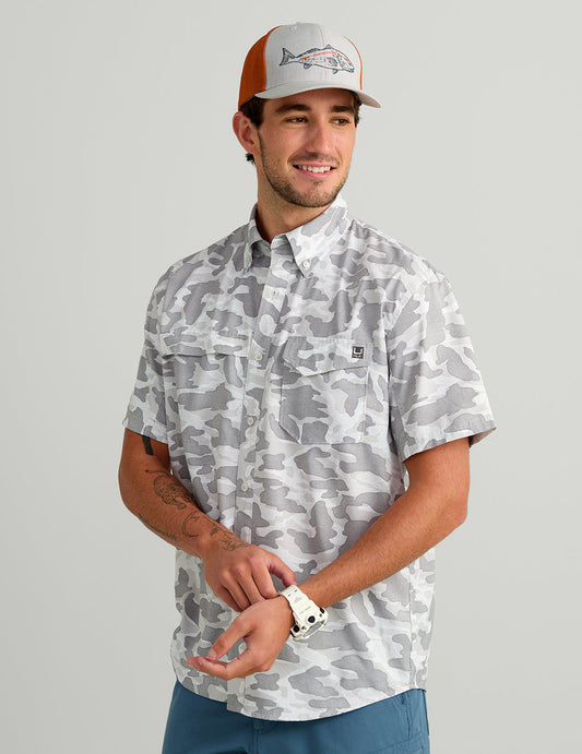 Huk Tide Point Short Sleeve Button-Down - Seagull Camo