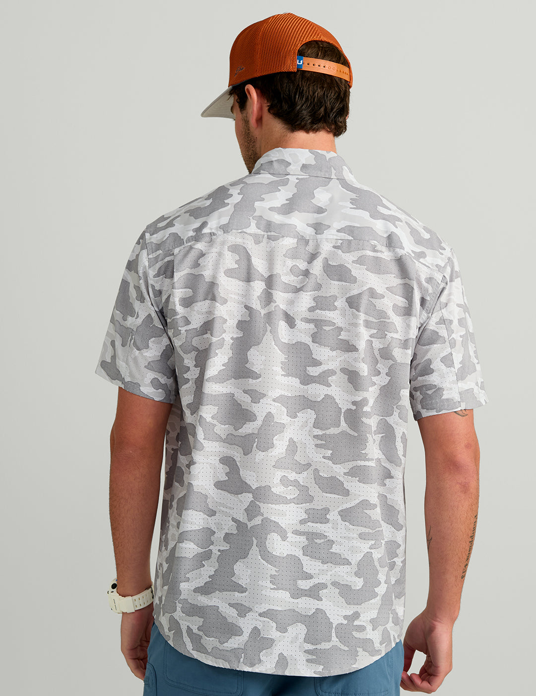 Huk Tide Point Short Sleeve Button-Down - Seagull Camo