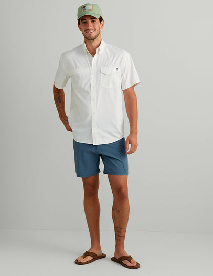 Huk Tide Point Short Sleeve Button-Down - Pale Algae Mini Check