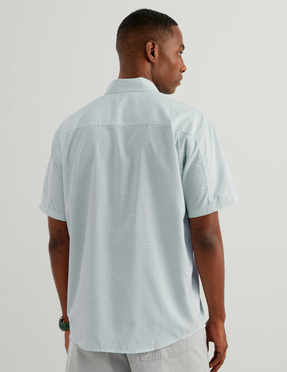 Huk Tide Point Short Sleeve Button-Down - Heron Blue Mini Check
