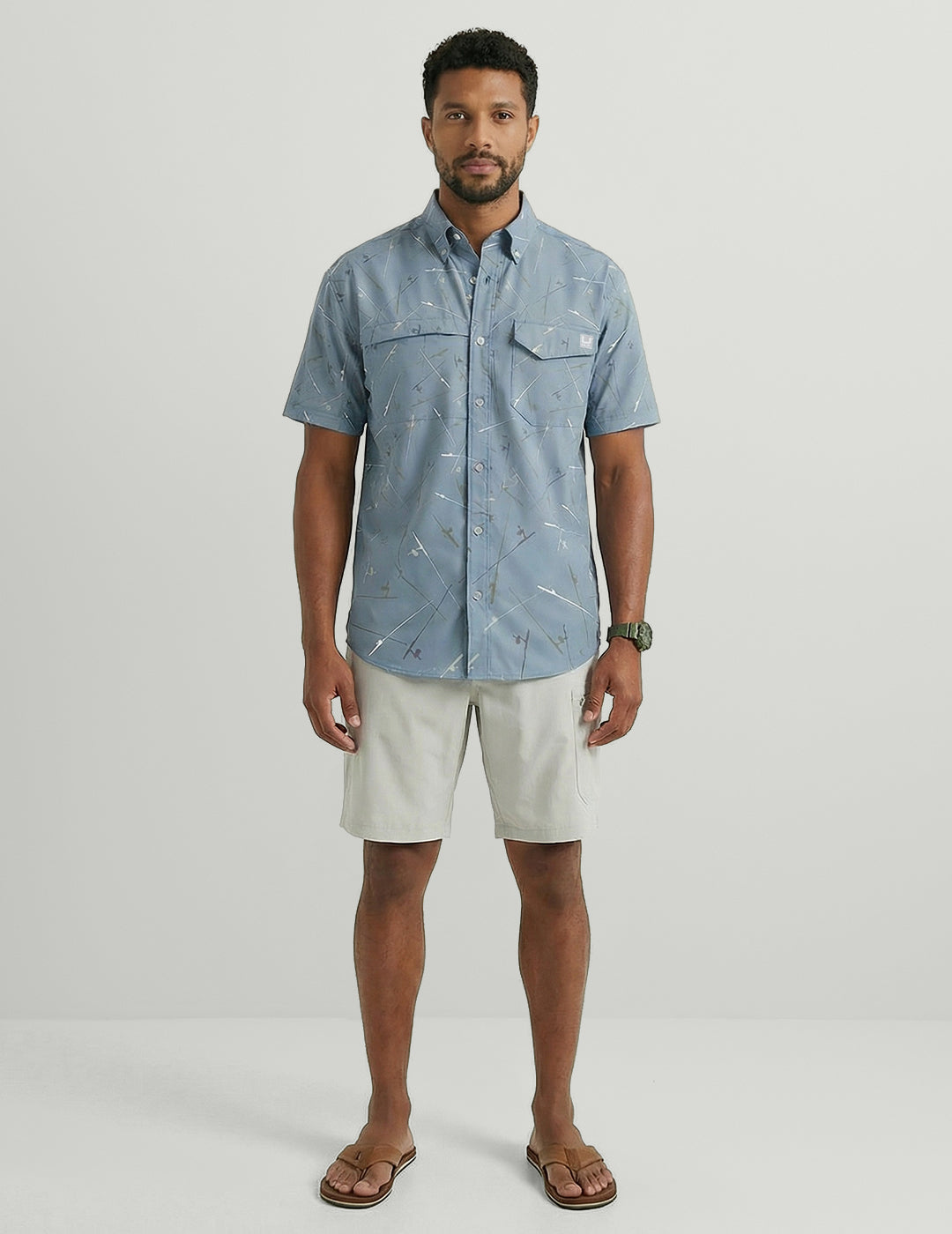 Huk Tide Point Short Sleeve Button-Down - Shipyard Rod And Reel
