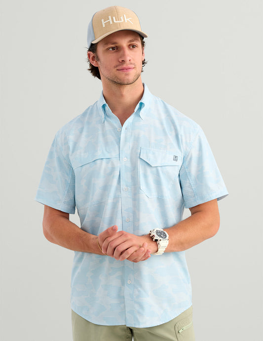 Huk Tide Point Short Sleeve Button-Down - Coastal Drift Camo