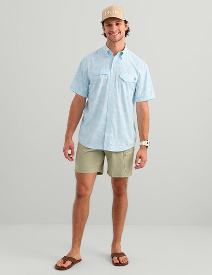Huk Tide Point Short Sleeve Button-Down - Coastal Drift Camo