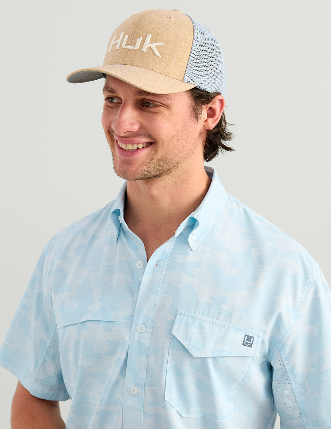 Huk Tide Point Short Sleeve Button-Down - Coastal Drift Camo