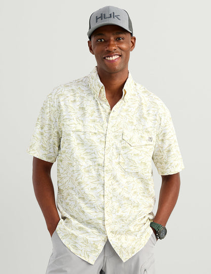 Huk KC Tide Point Short Sleeve Button-Down - Seagrass American Slam